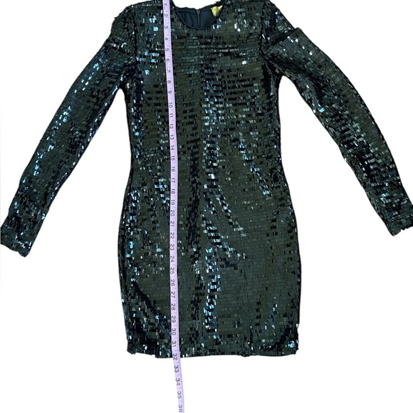 H&M Black Sequin Long Sleeve Bodycon Mini Dress Size 2 - Picture 4 of 8